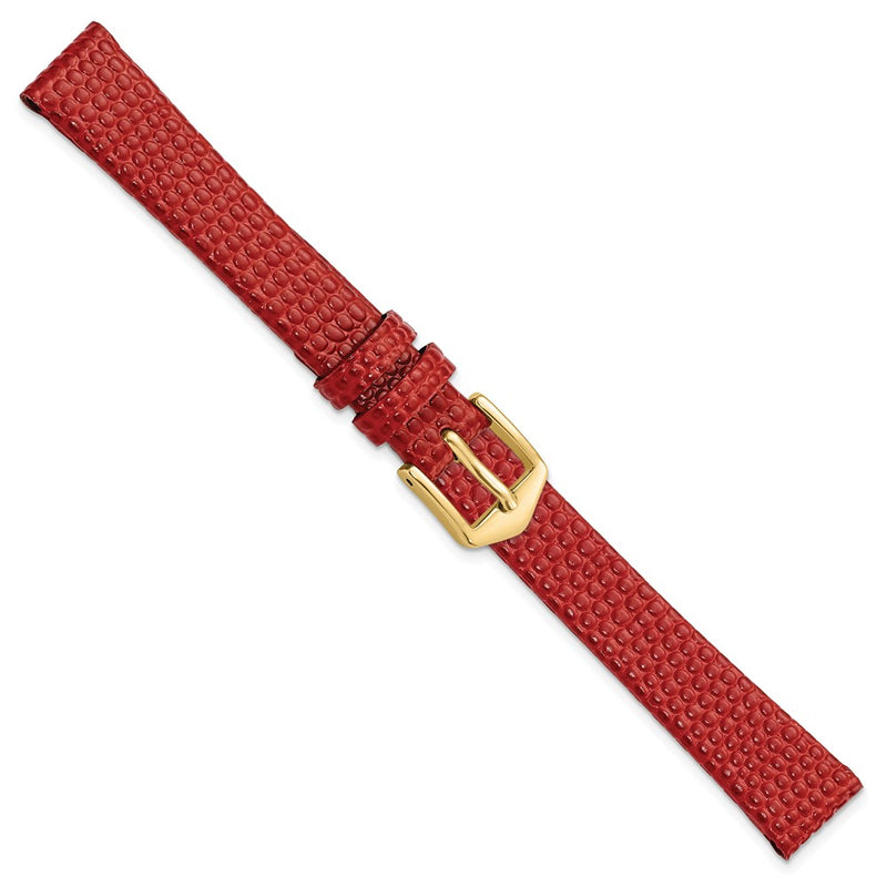 Gilden 12mm Red Flat Lizard Grain Calfskin Watch Band