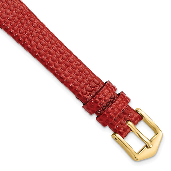 Gilden 12mm Red Flat Lizard Grain Calfskin Watch Band