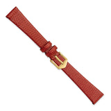 Gilden 14mm Red Flat Lizard Grain Calfskin Leather with Gold-tone Aluminum Buckle 6.75 inch Watch Band