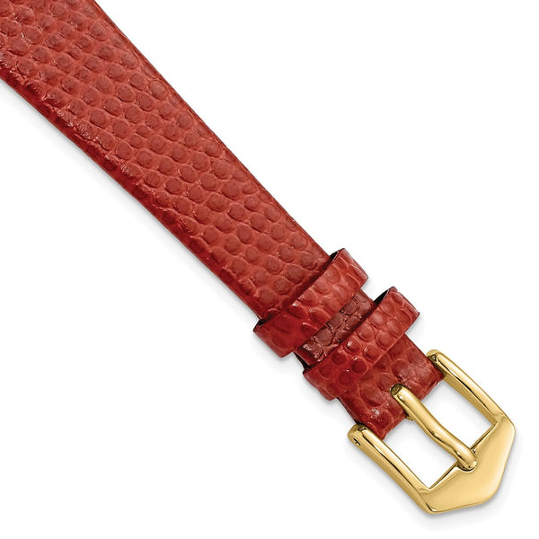 Gilden 14mm Red Flat Lizard Grain Calfskin Watch Band