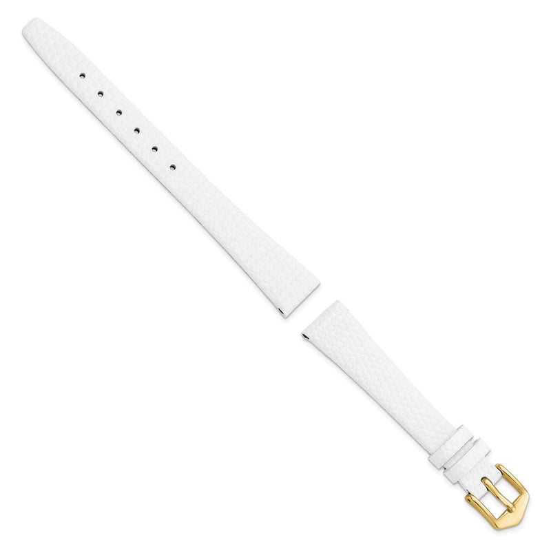 Gilden 13mm White Flat Lizard Grain Calfskin Watch Band