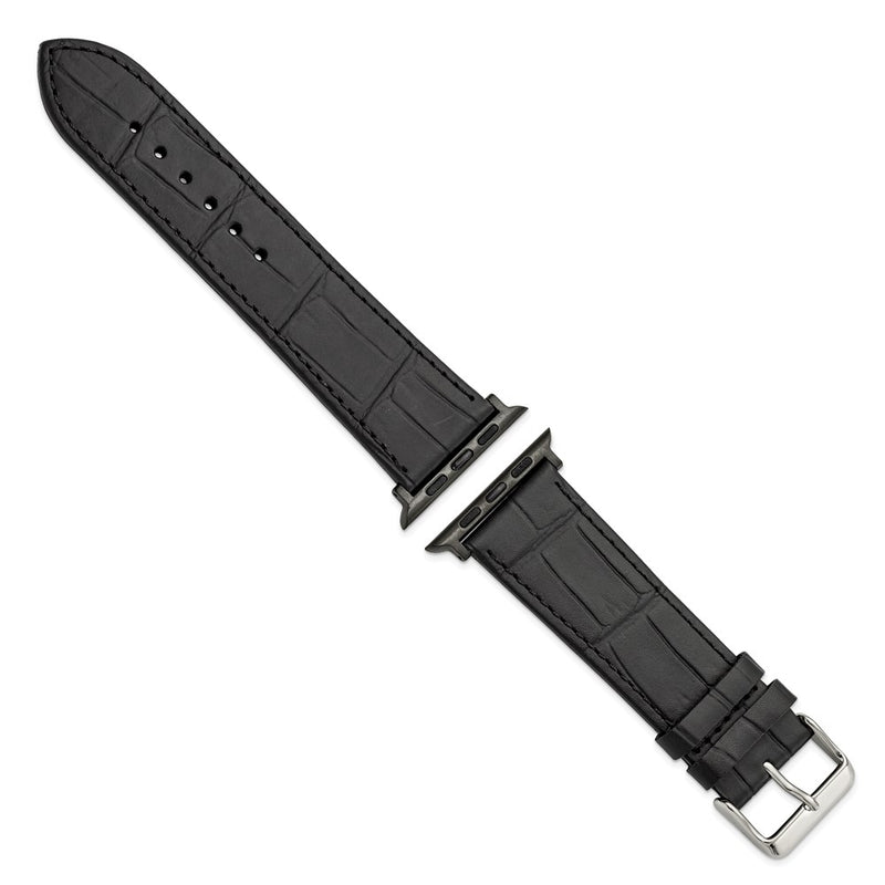 Gilden for Apple 42/44mm Black Gator Grain Calfskin Watch Band