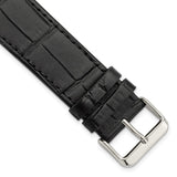 Gilden for Apple 42/44mm Smart Watch Extra-Long Black Gator Grain Calfskin Leather with Black Adapters and Stainless Steel Buckle 8.25 inch Watch Band