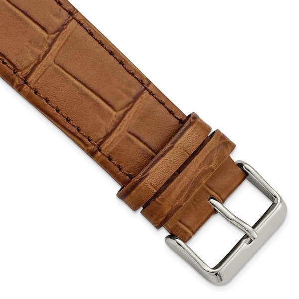 Gilden for Apple 42/44mm Smart Watch Brown Gator Grain Calfskin Leather with Stainless Steel Adapters and Buckle 7.5 inch Watch Band