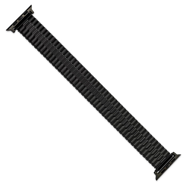 Gilden for Apple 42/44mm Smart Watch Mens Long Black Stainless Steel 7.5 inch Expansion Watch Band with Black Adapters