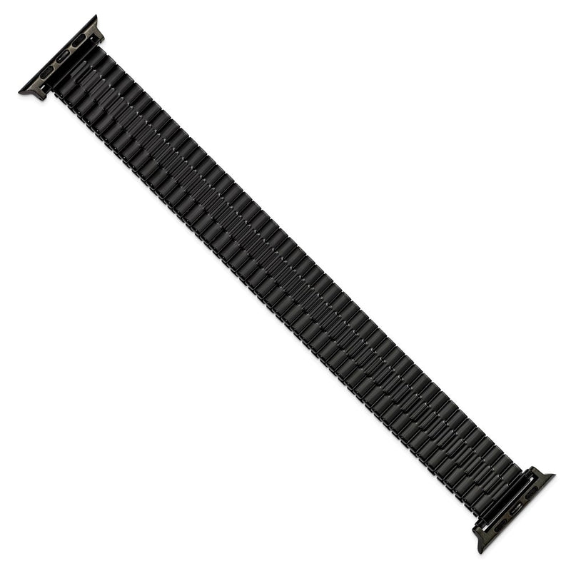 Gilden for Apple 42/44mm Smart Watch Mens Long Black Stainless Steel 7.5 inch Expansion Watch Band with Black Adapters