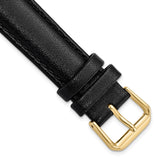 DeBeer 18mm Black Smooth Leather with Gold-tone Buckle 7.5 inch Watch Band