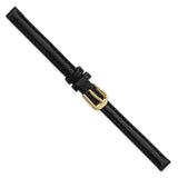 DeBeer 8mm Black Smooth Leather with Gold-tone Buckle 6.75 inch Watch Band