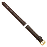 13mm Dark Brown Smooth Leather Gold-tone Buckle Watch Band