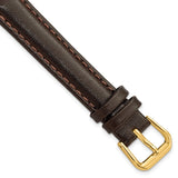 13mm Dark Brown Smooth Leather Gold-tone Buckle Watch Band