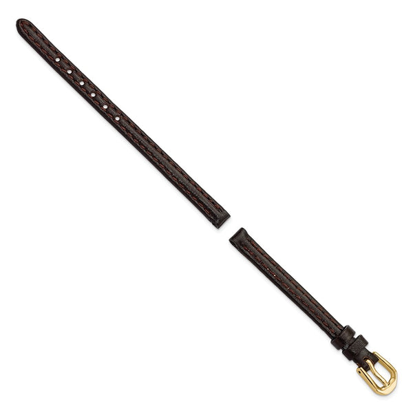 DeBeer 6mm Dark Brown Smooth Leather with Gold-tone Buckle 6.75 inch Watch Band