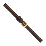 8mm Dark Brown Smooth Leather Gold-tone Buckle Watch Band