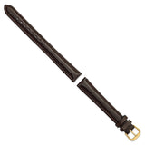 DeBeer 16mm Extra Long Dark Brown Smooth Leather with Gold-tone 9.5 inch Watch Band