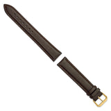 DeBeer 20mm Extra Long Dark Brown Smooth Leather with Gold-tone 9.5 inch Watch Band