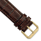 19mm Dark Brown Crocodile Dark Stitch Gold-tone Buckle Watch Band