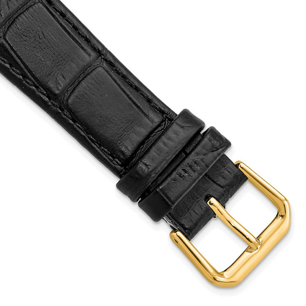 19mm Black Wild Alligator Grain Gold-tone Buckle Watch Band