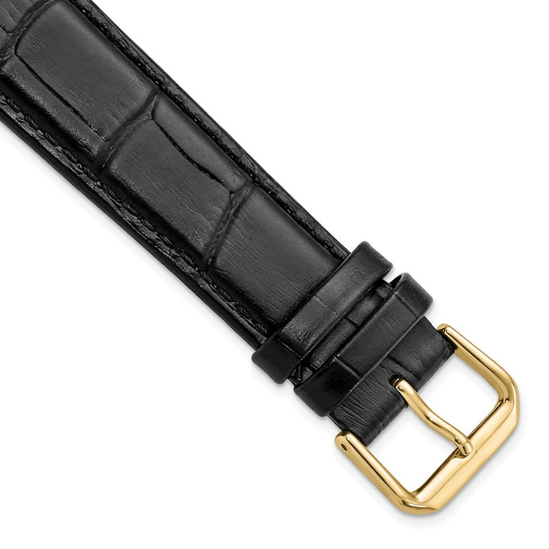 20mm Black Wild Alligator Grain Gold-tone Buckle Watch Band