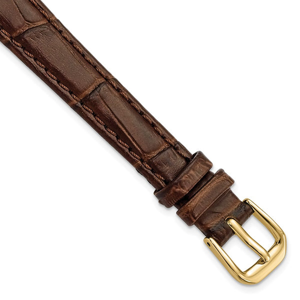 12mm Brown Wild Alligator Gold-tone Buckle Watch Band