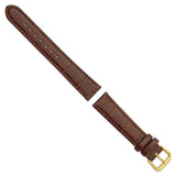 DeBeer 18mm Brown Matte Wild Alligator Grain Leather with Gold-tone Buckle 7.5 inch Watch Band
