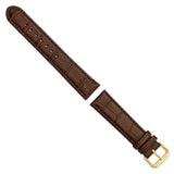 DeBeer 20mm Brown Matte Wild Alligator Grain Leather with Gold-tone Buckle 7.5 inch Watch Band