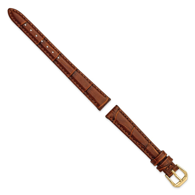 12mm Mahogany Brown Wild Alligator Gold-tone Buckle Watch Band