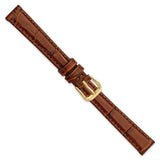 12mm Mahogany Brown Wild Alligator Gold-tone Buckle Watch Band