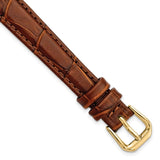 12mm Mahogany Brown Wild Alligator Gold-tone Buckle Watch Band