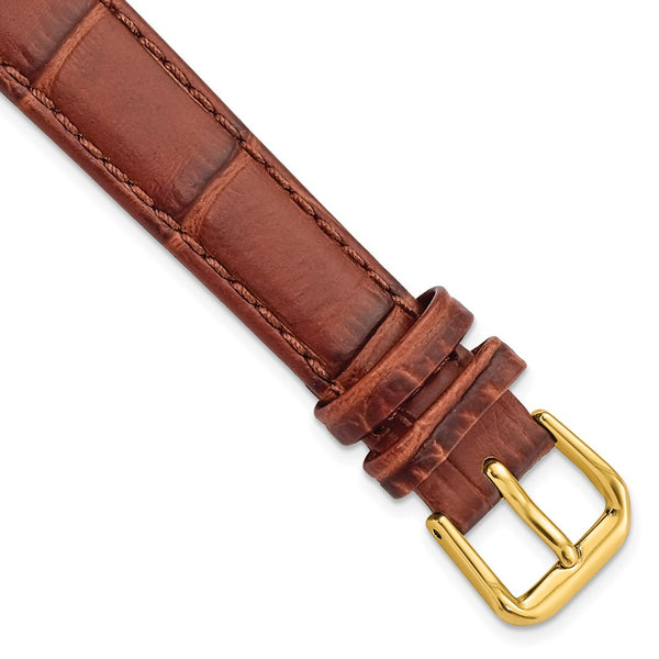 14mm Mahogany Brown Wild Alligator Gold-tone Buckle Watch Band