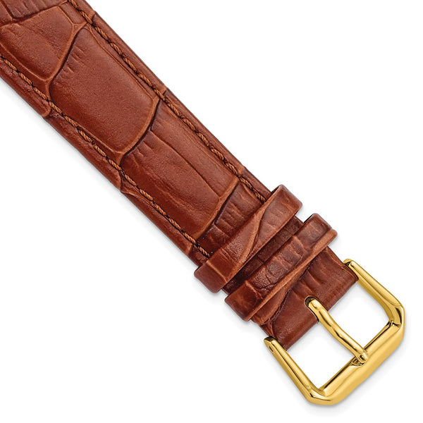 18mm Mahogany Brown Wild Alligator Gold-tone Buckle Watch Band