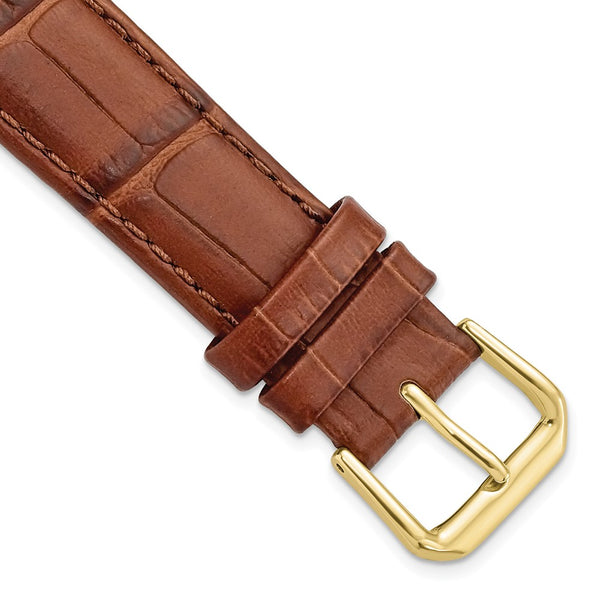 19mm Mahogany Brown Wild Alligator Gold-tone Buckle Watch Band