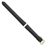 DeBeer 18mm Extra Long Black Smooth Leather with Gold-tone 9.5 inch Watch Band