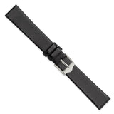 DeBeer 16mm Black Smooth Flat Leather with Silver-tone Buckle 7.5 inch Watch Band