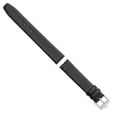 DeBeer 17mm Black Smooth Flat Leather with Silver-tone Buckle 7.5 inch Watch Band