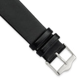 DeBeer 20mm Black Smooth Flat Leather with Silver-tone Buckle 7.75 inch Watch Band