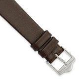 16mm Smooth Flat Dark Brown Leather Silver-tone Buckle Watch Band