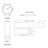 DeBeer 10mm Flat Black Lizard Grain Leather with Gold-tone Buckle 6.75 inch Watch Band