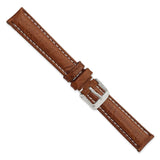 DeBeer 16mm Havana Sport Leather with White Stitching and Silver-tone Buckle 7.5 inch Watch Band