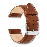 DeBeer 19mm Long Havana Sport Leather with White Stitching and Silver-tone Buckle 8.5 inch Watch Band