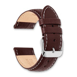 12mm Dark Brown Sport Leather White Stitch Silver-tone Buckle Watch Band