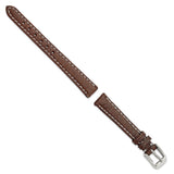 12mm Dark Brown Sport Leather White Stitch Silver-tone Buckle Watch Band