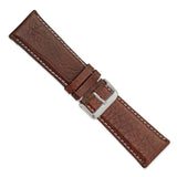 28mm Dark Brown Sport Leather White Stitch Silver-tone Buckle Watch Band