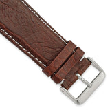 28mm Dark Brown Sport Leather White Stitch Silver-tone Buckle Watch Band