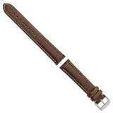 DeBeer 20mm Long Dark Brown Leather with White Stitching and Silver-tone Buckle 8.5 inch Watch Band
