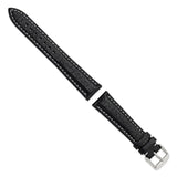 DeBeer 19mm Black Sport Leather with White Stitching and Silver-tone Buckle 7.5 inch Watch Band