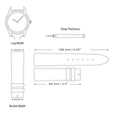 DeBeer 22mm Short Black Sport Leather with White Stitching and Silver-tone Buckle 6.75 inch Watch Band