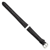 DeBeer 14mm Black Snake Grain Leather with Silver-tone Buckle 6.75 inch Watch Band