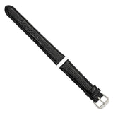 DeBeer 18mm Black Snake Grain Leather with Silver-tone Buckle 7.5 inch Watch Band