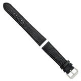 20mm Black Snake Grain Leather Silver-tone Buckle Watch Band