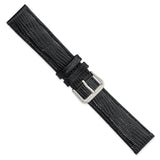 DeBeer 20mm Black Snake Grain Leather with Silver-tone Buckle 7.5 inch Watch Band
