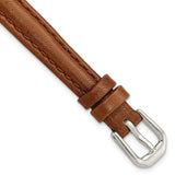 10mm Havana Brown Smooth Leather Silver-tone Buckle Watch Band